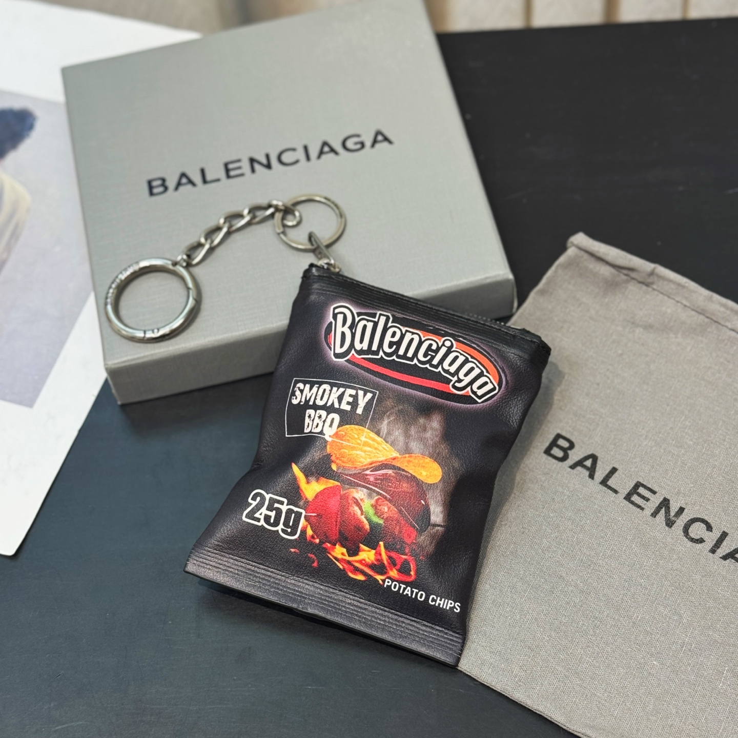 B design potato chip bag clutch accessories key ring pendant