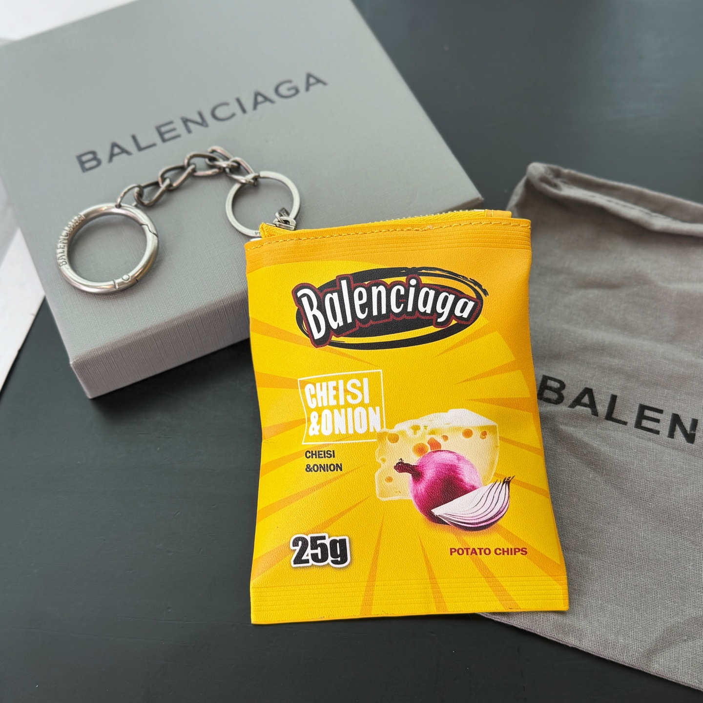 B design potato chip bag clutch accessories key ring pendant