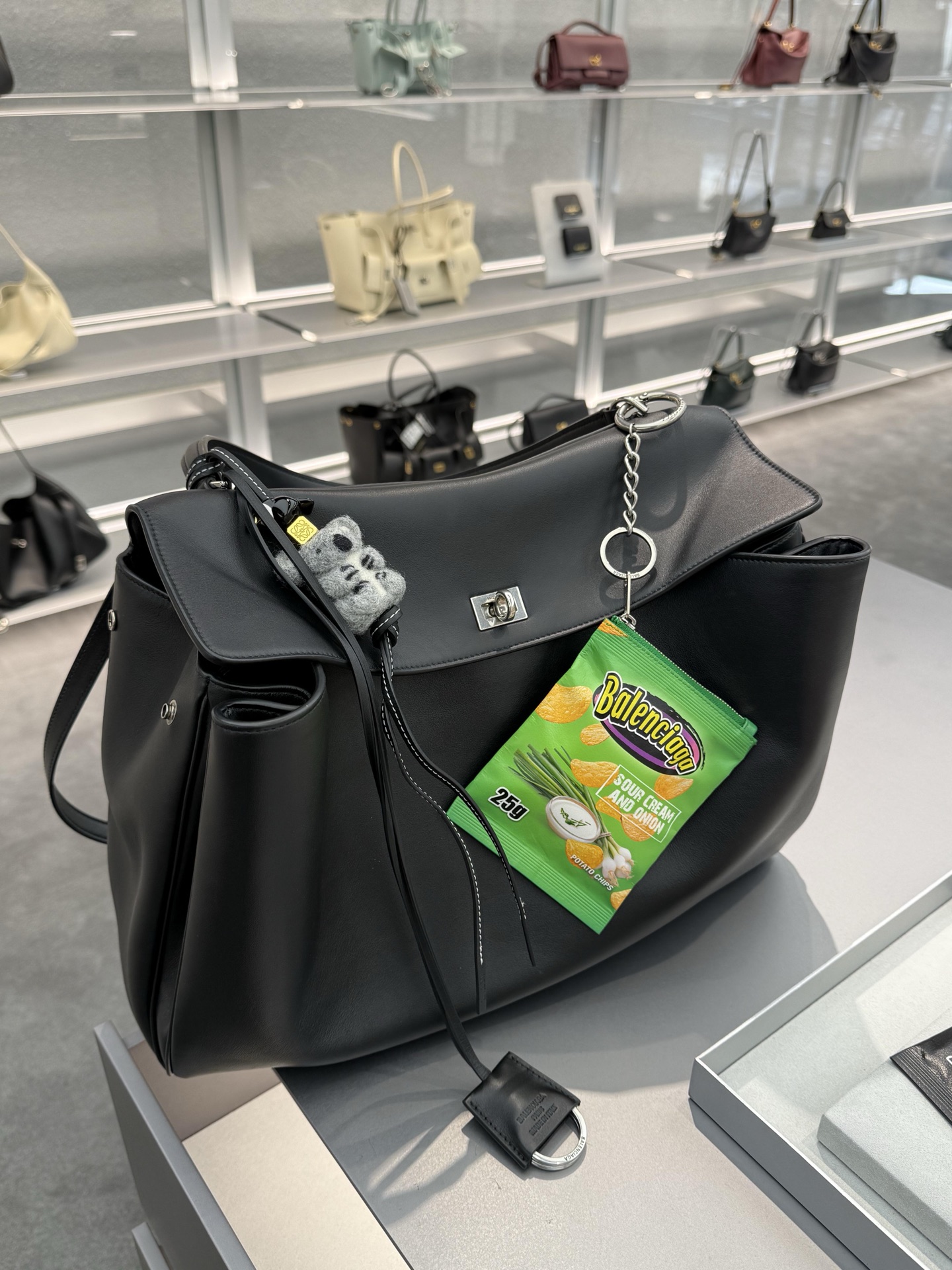 B design potato chip bag clutch accessories key ring pendant