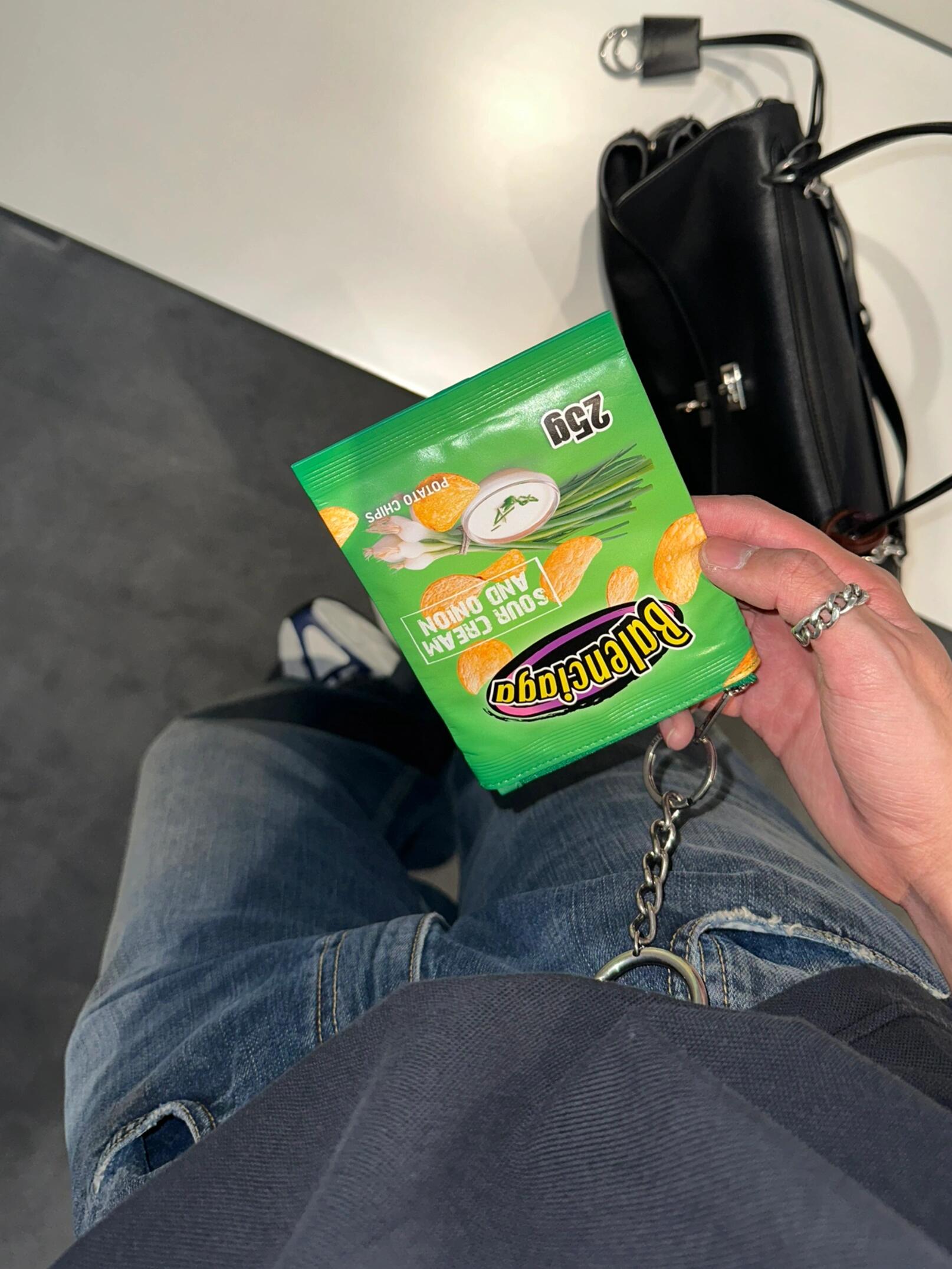 B design potato chip bag clutch accessories key ring pendant