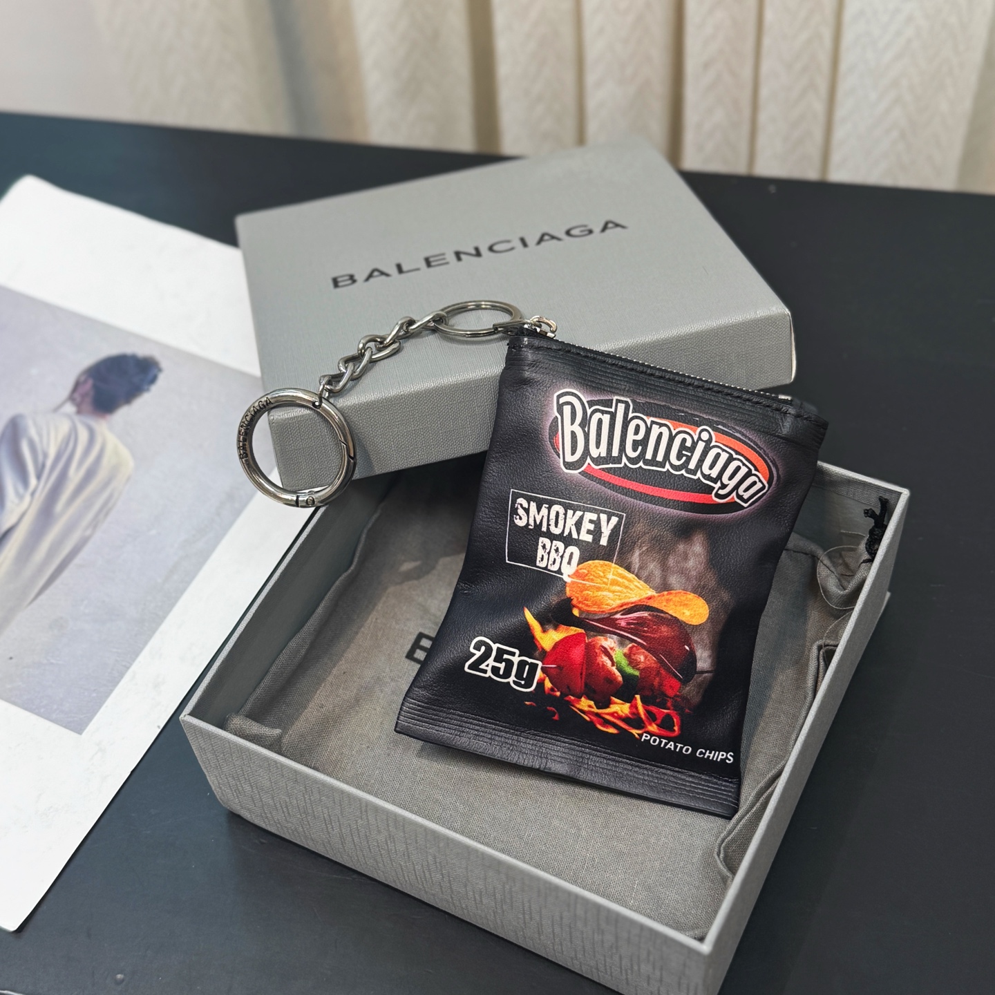 B design potato chip bag clutch accessories key ring pendant