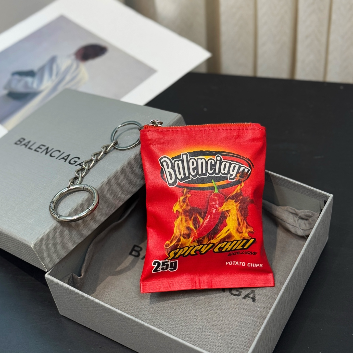 B design potato chip bag clutch accessories key ring pendant