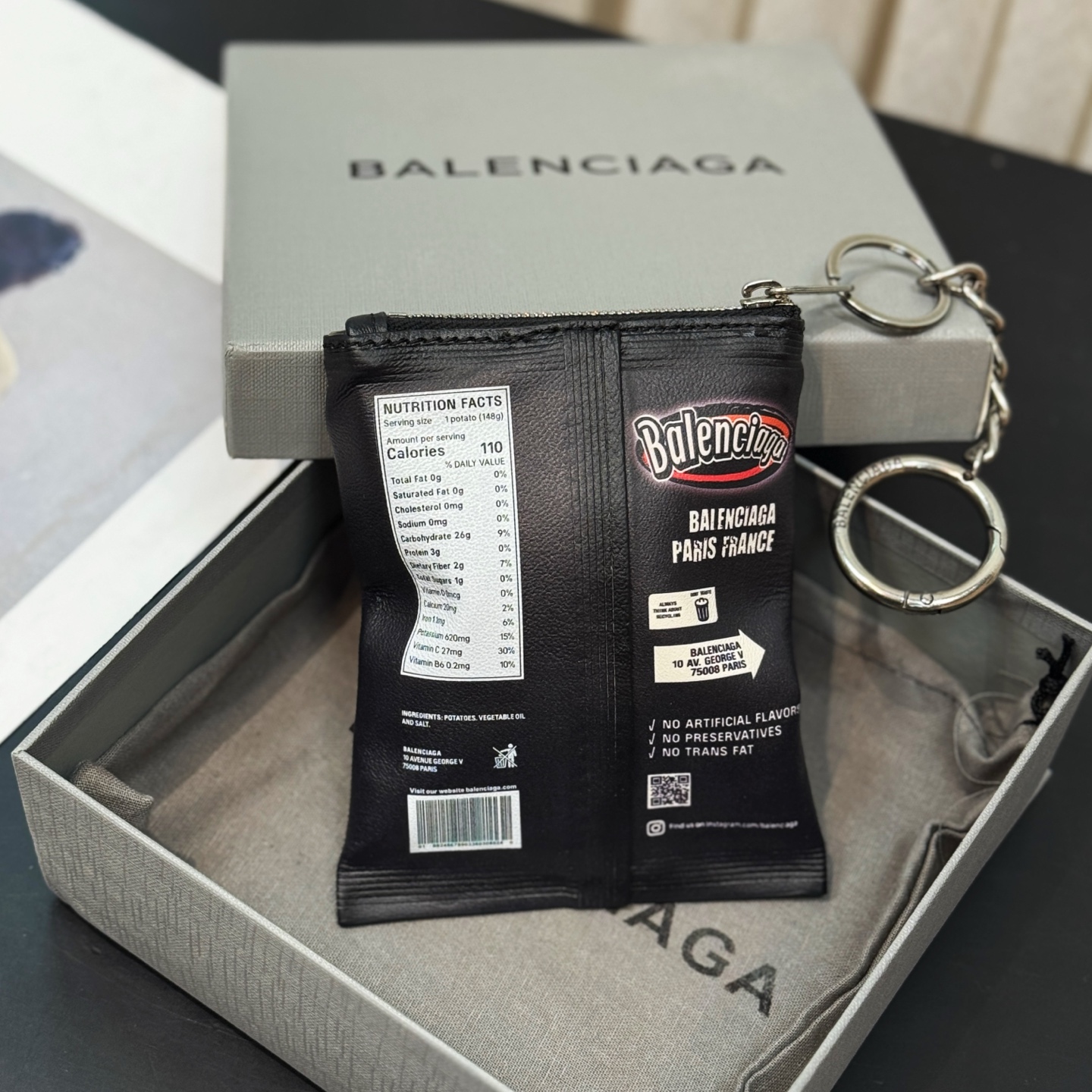 B design potato chip bag clutch accessories key ring pendant