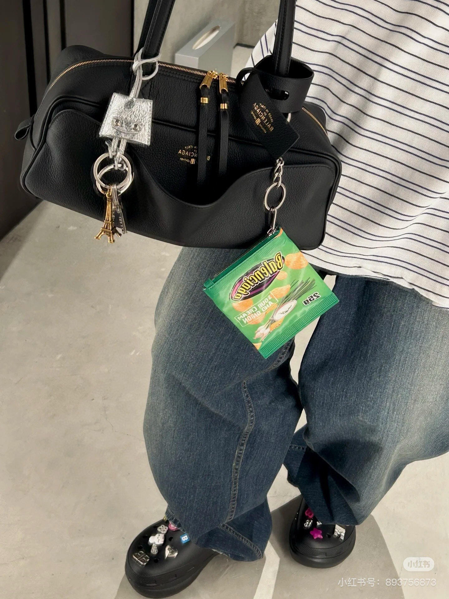 B design potato chip bag clutch accessories key ring pendant