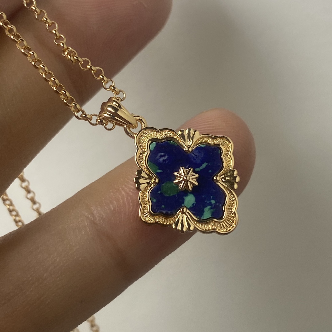 B Arrival Amethyst and Diamond Vintage Quatrefoil Necklace