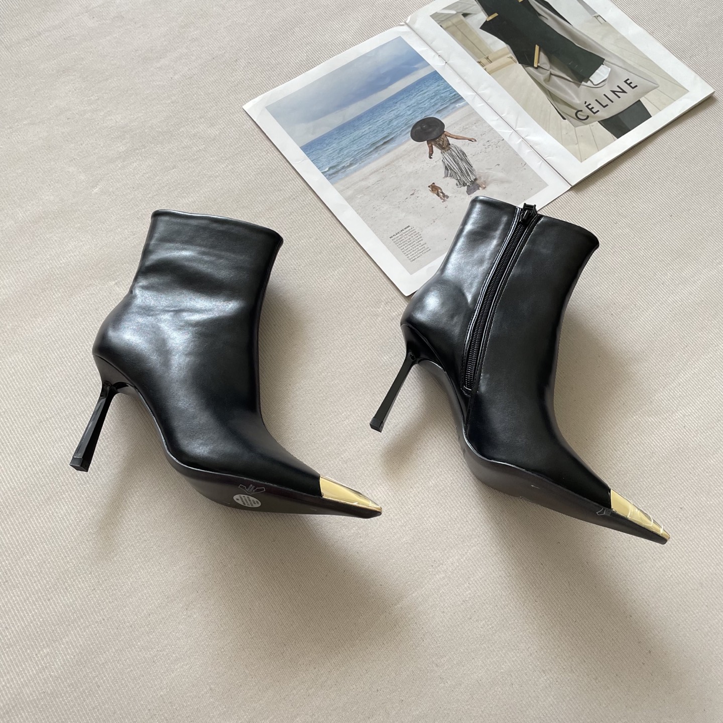 Y design autumn and winter new pointed matte ankle boots