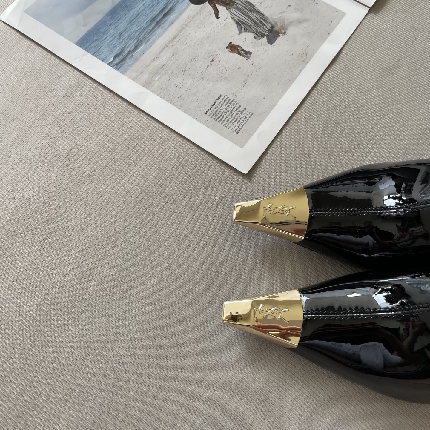 Y design autumn and winter new pointed patent leather ankle boots