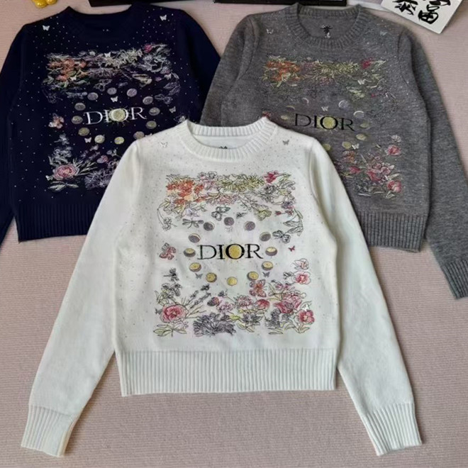 D Fashion Women's Round Neck Embroidered Long Sleeve Top