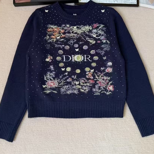 D Fashion Women's Round Neck Embroidered Long Sleeve Top