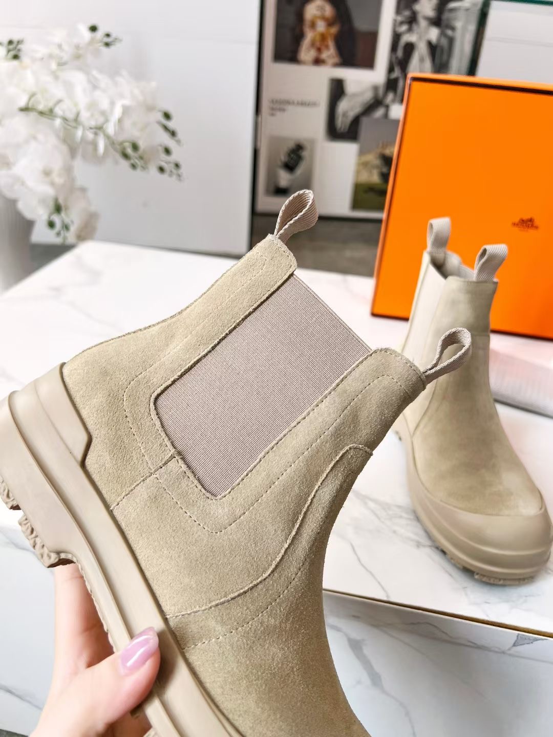 H design 2025 autumn and winter new elastic band short boots