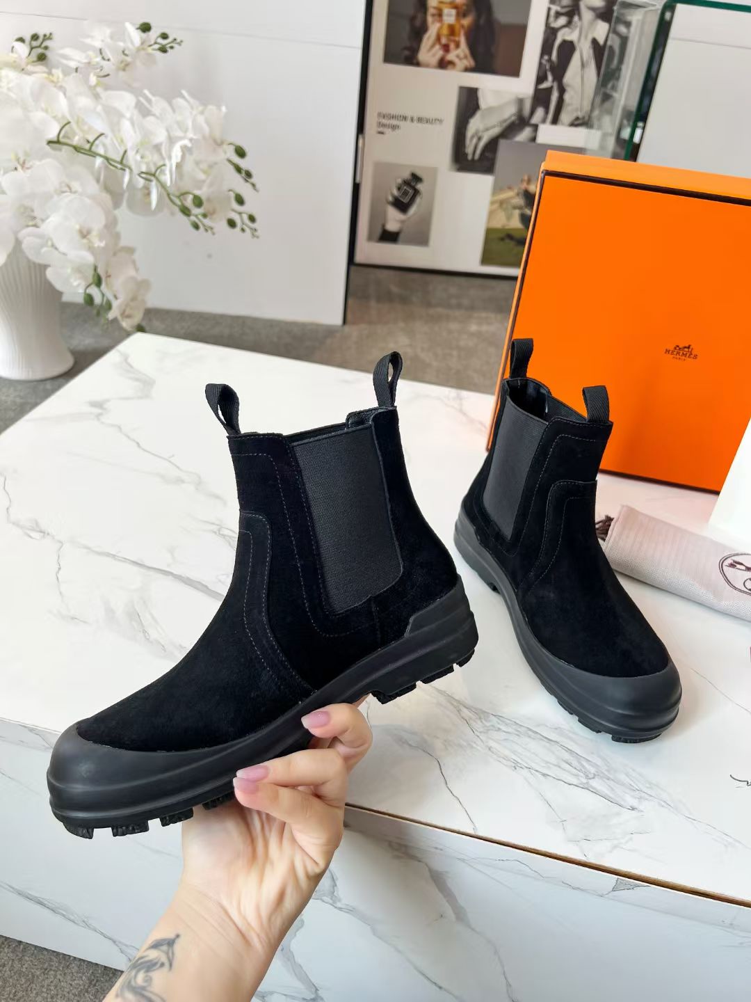 H design 2025 autumn and winter new elastic band short boots