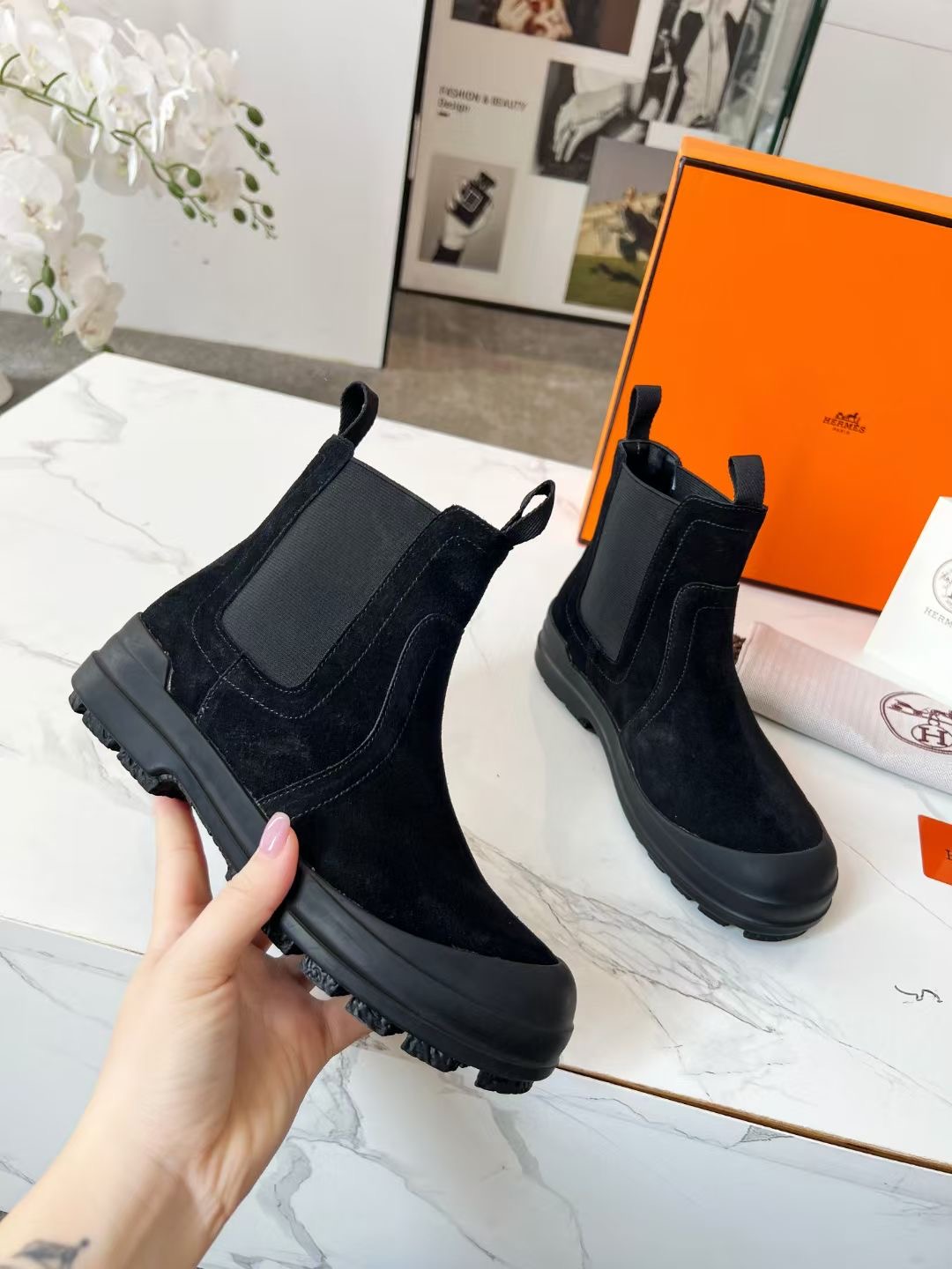 H design 2025 autumn and winter new elastic band short boots