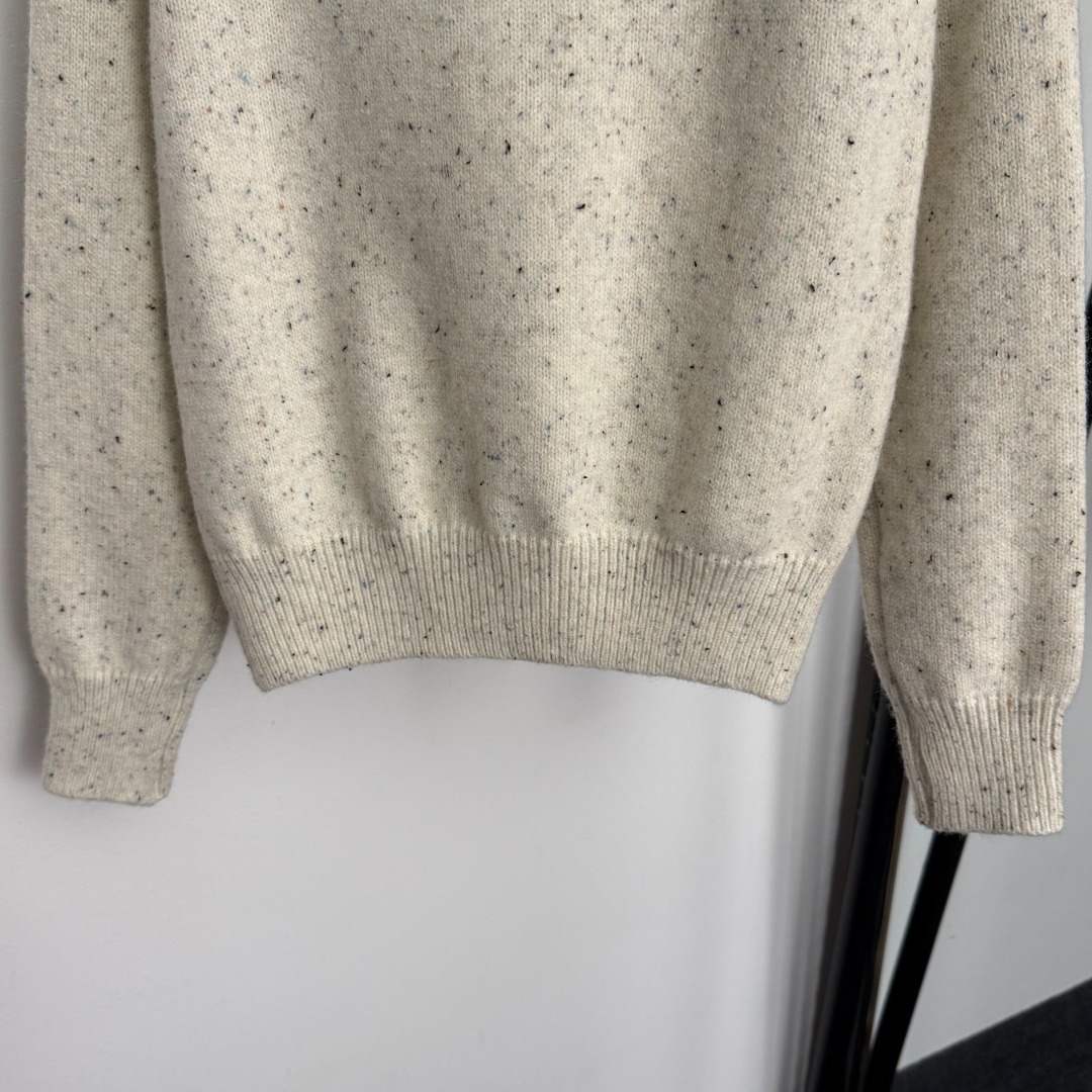 C Embroidered Camellia Logo Letter Crewneck Long Sleeve Knit Sweater