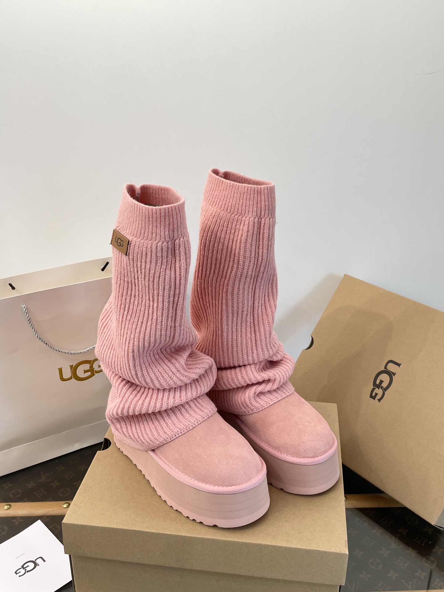 U Design 2025 Autumn/Winter Mini Wool Pink Socks and Boots
