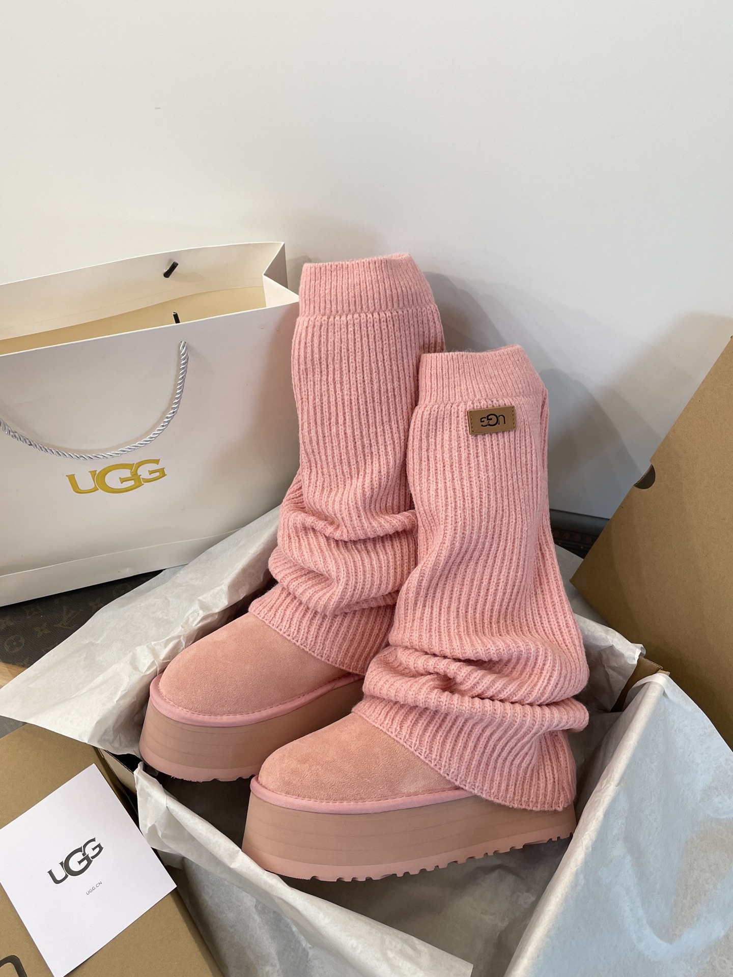 U Design 2025 Autumn/Winter Mini Wool Pink Socks and Boots