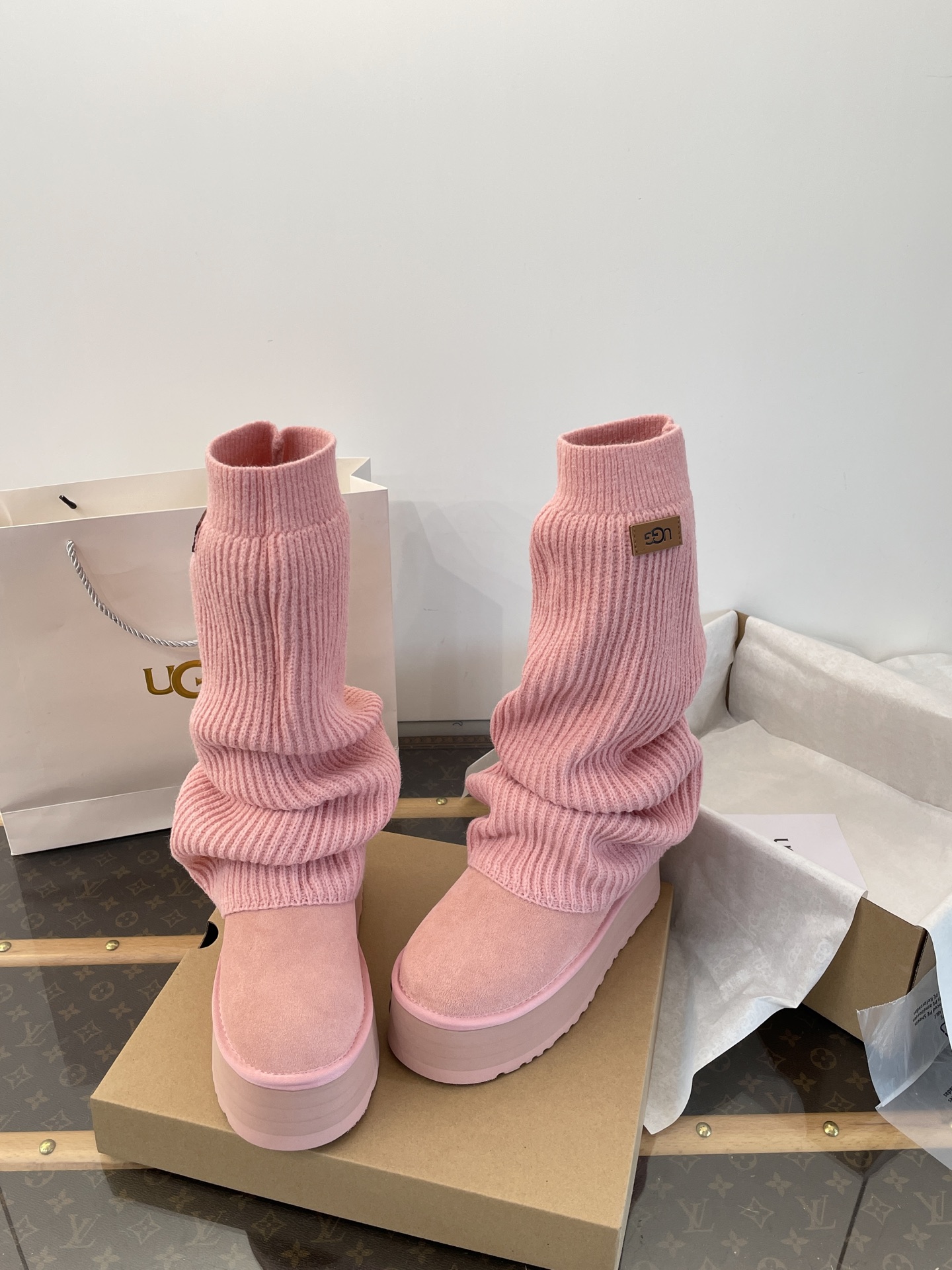 U Design 2025 Autumn/Winter Mini Wool Pink Socks and Boots