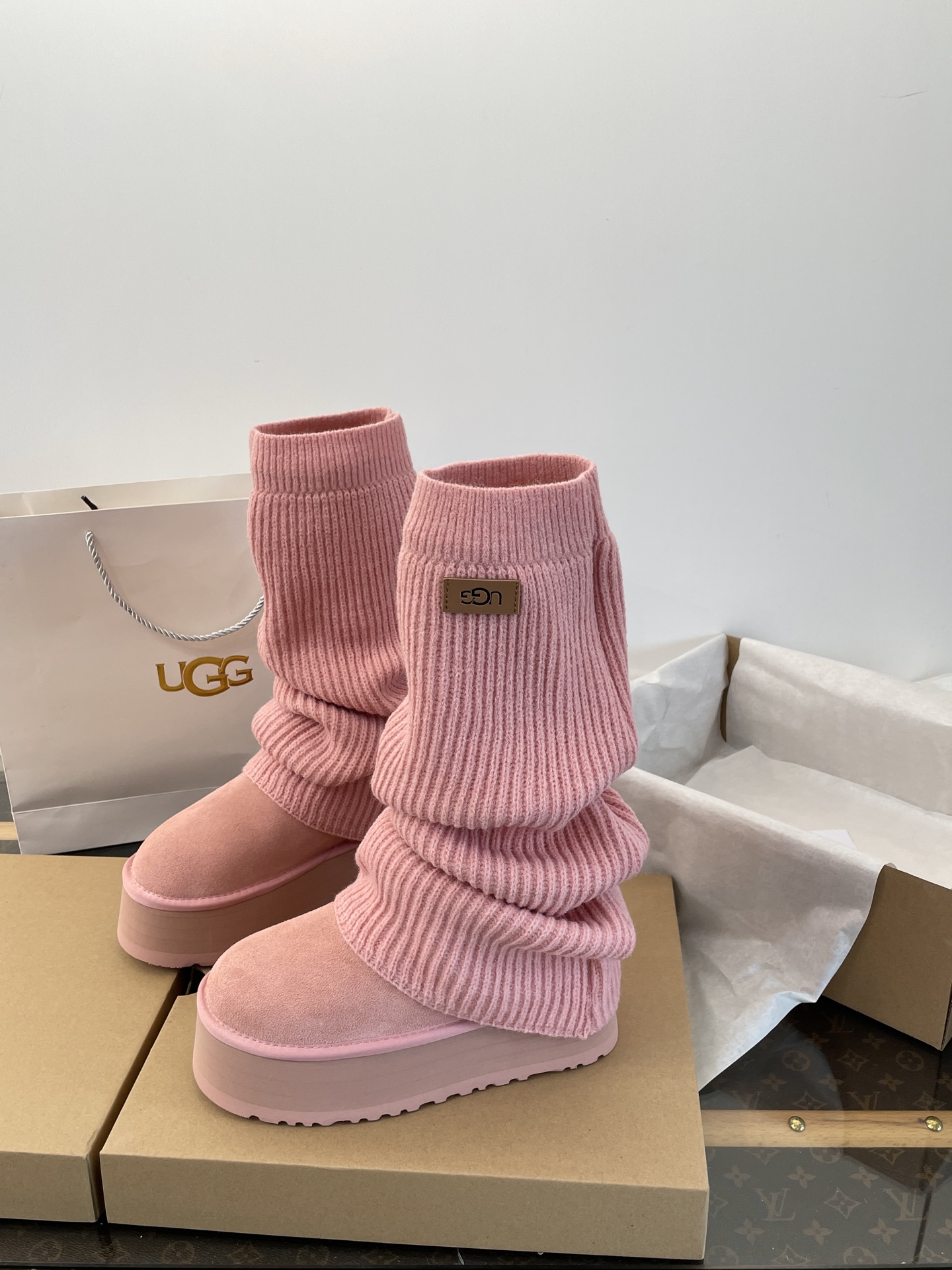 U Design 2025 Autumn/Winter Mini Wool Pink Socks and Boots