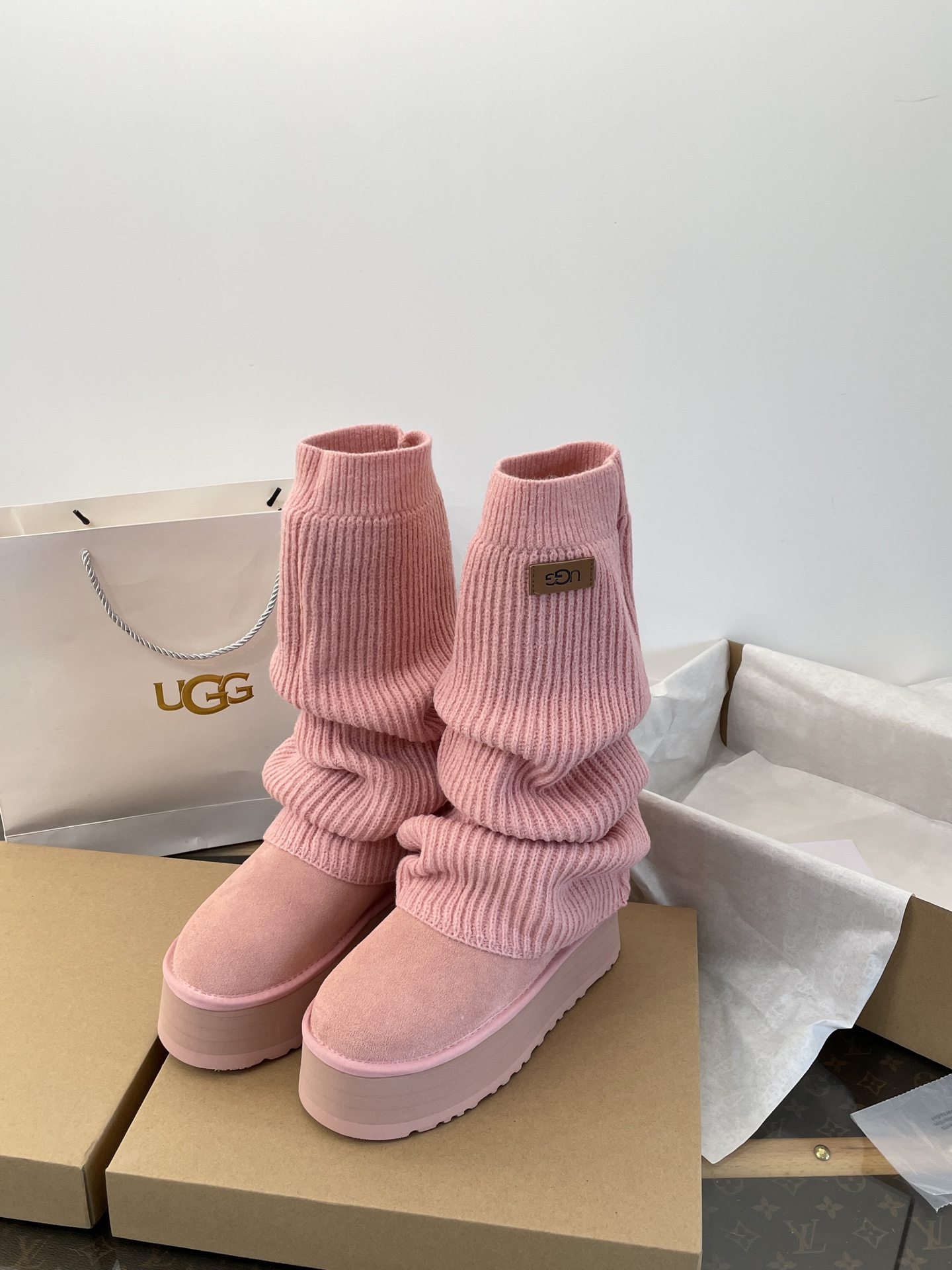 U Design 2025 Autumn/Winter Mini Wool Pink Socks and Boots