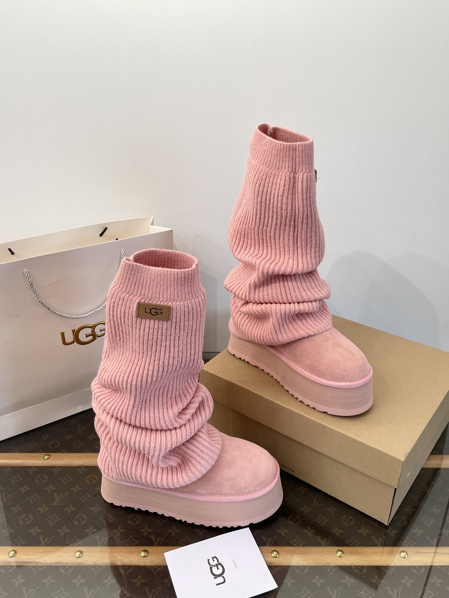 U Design 2025 Autumn/Winter Mini Wool Pink Socks and Boots