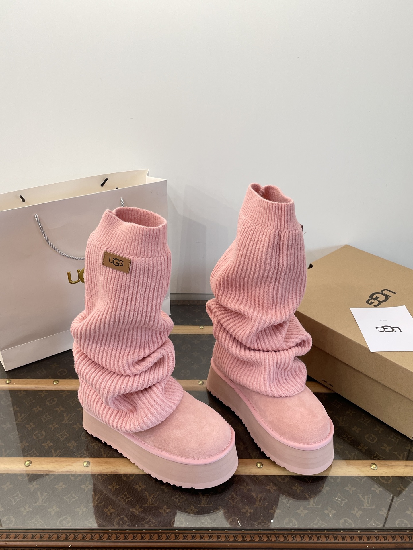 U Design 2025 Autumn/Winter Mini Wool Pink Socks and Boots