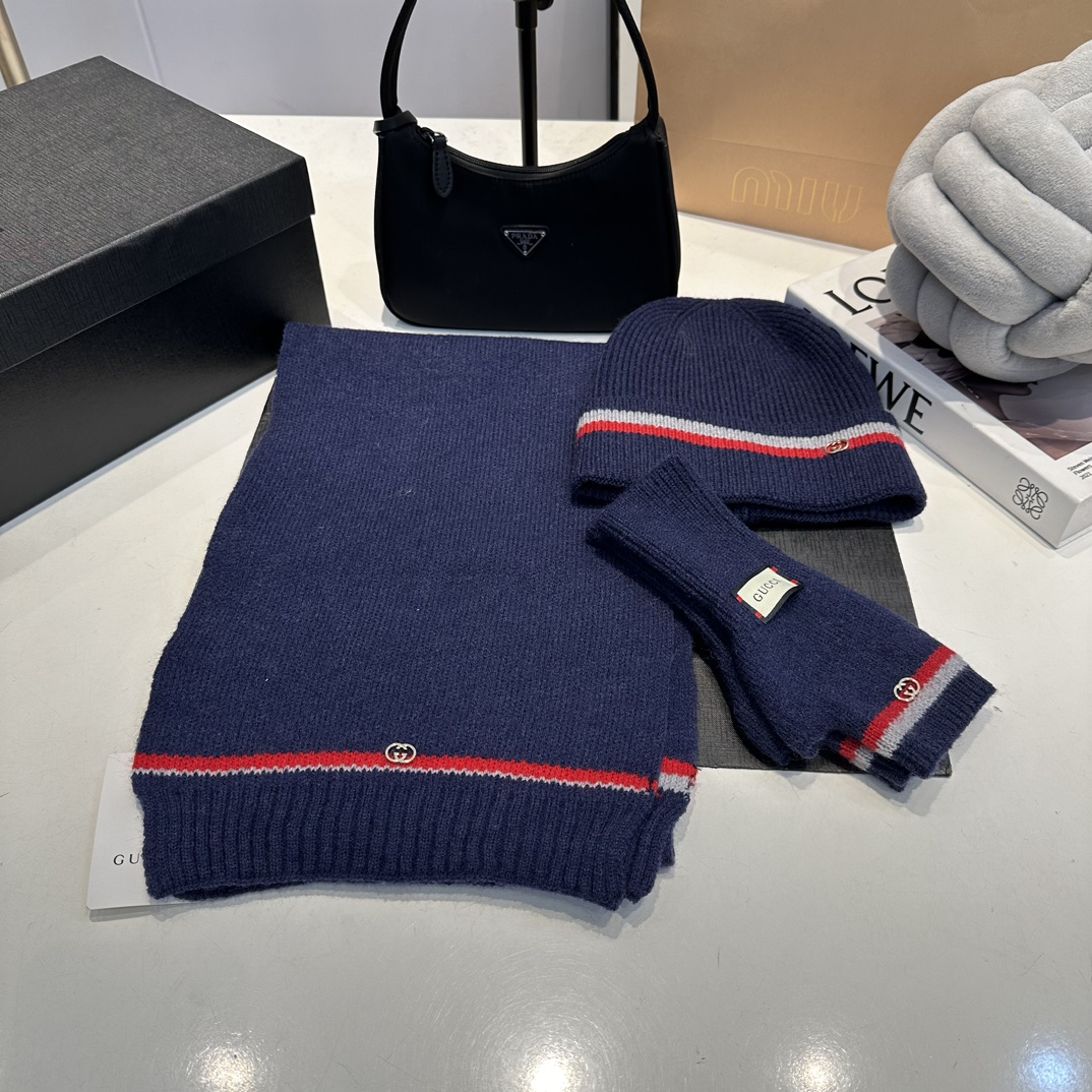 G 3 SET KNIT HAT SCARF GLOVES