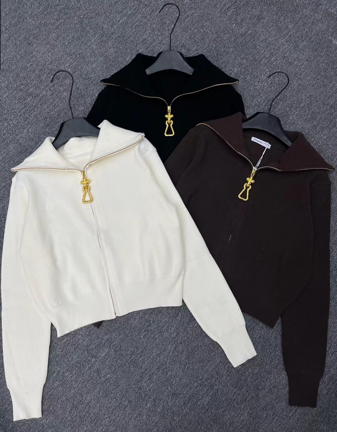 S Fashion Women's Zipper Collar Long Sleeve Jacket