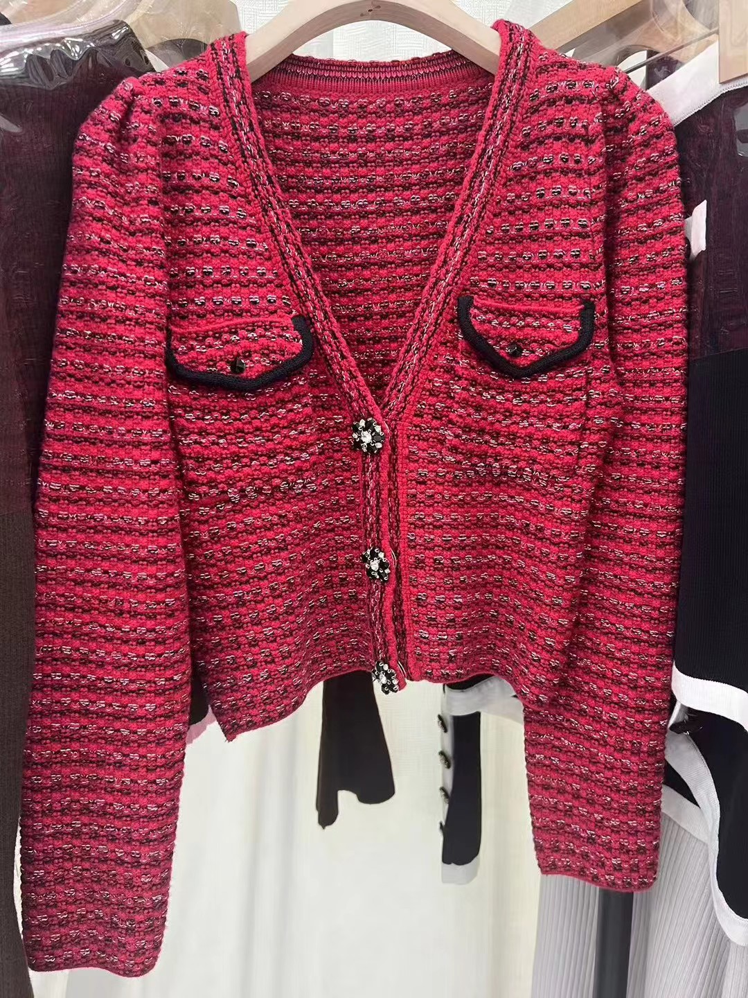 S fashion women's V-neck long sleeved cardigan jacket