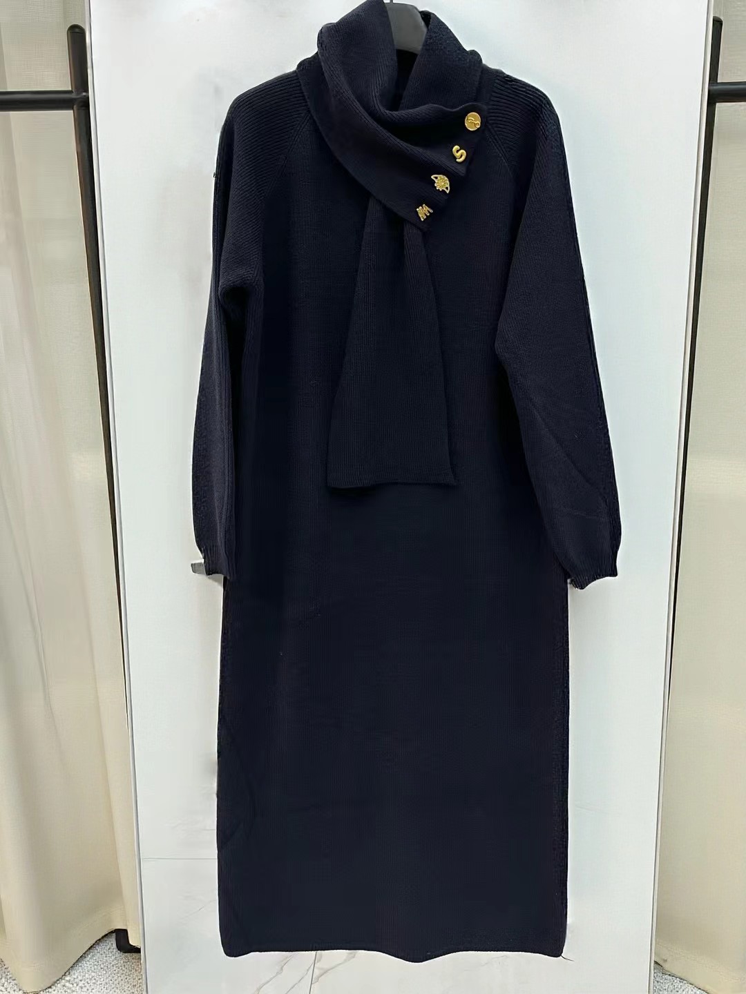 S Fashion Women's Long Sleeve Scarf Dress