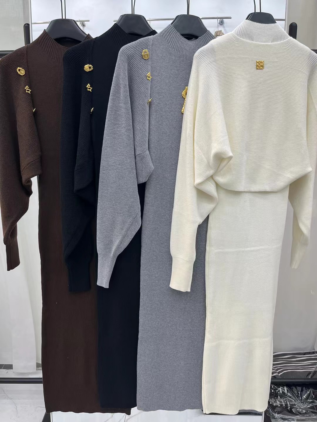 S Fashion Dress+Coat Shawl Two Piece Set