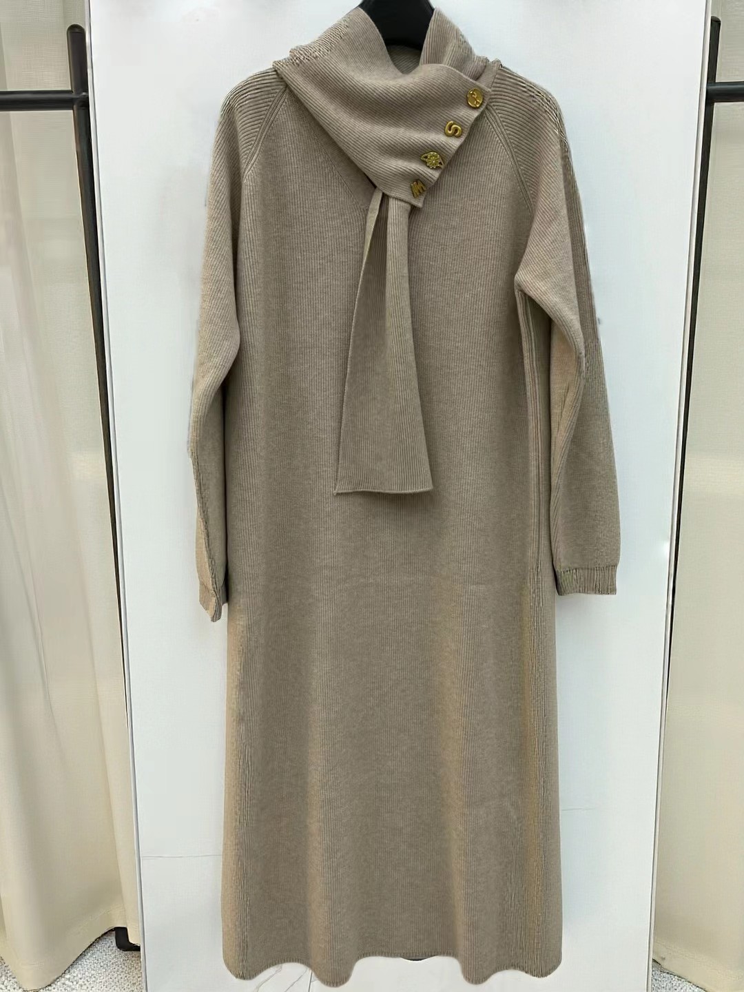 S Fashion Women's Long Sleeve Scarf Dress