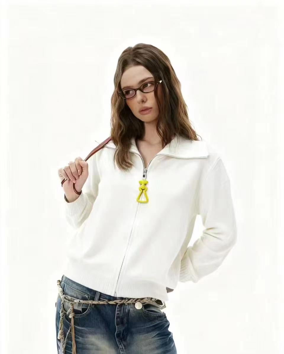 S Fashion Women's Zipper Collar Long Sleeve Jacket