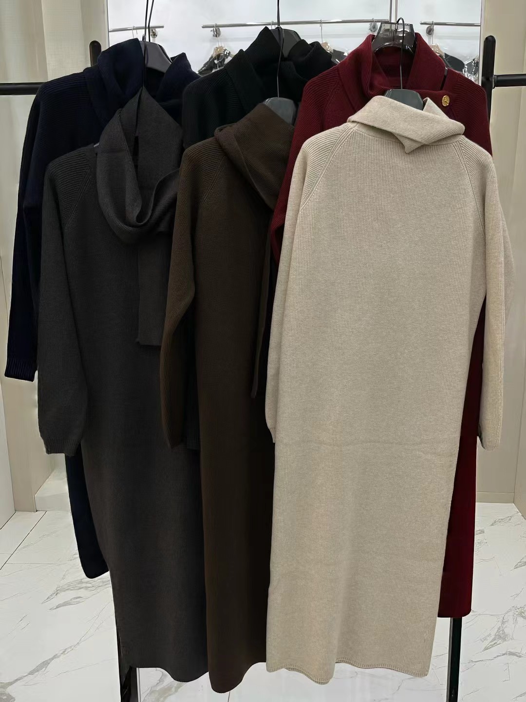 S Fashion Women's Long Sleeve Scarf Dress