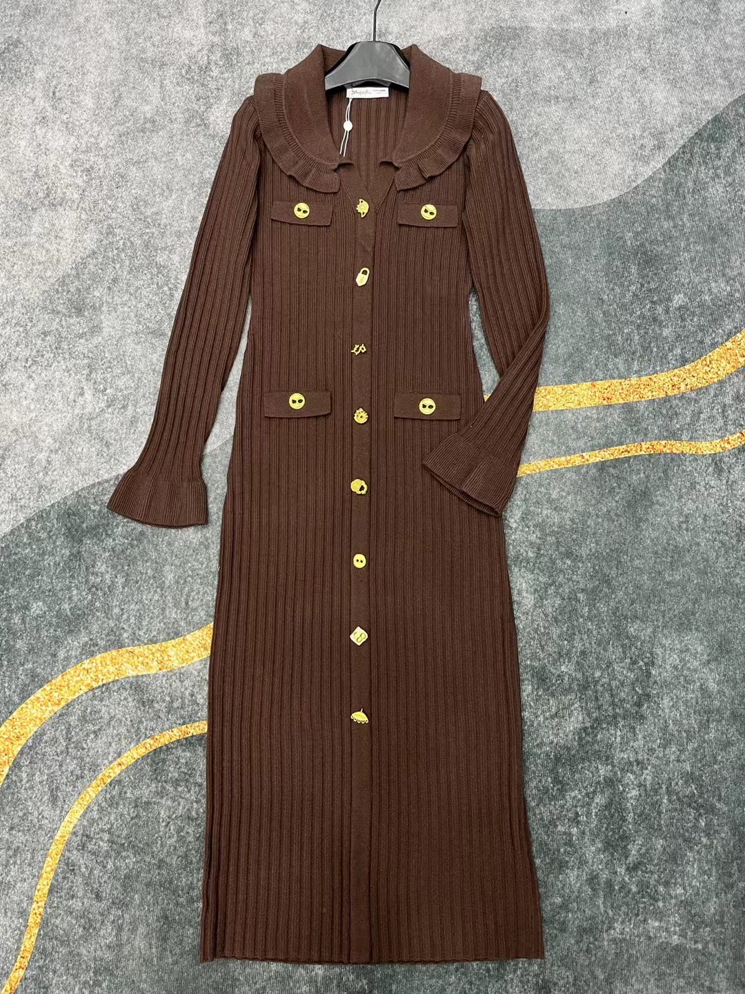 S Fashion Women's Collar Long Sleeve Dress