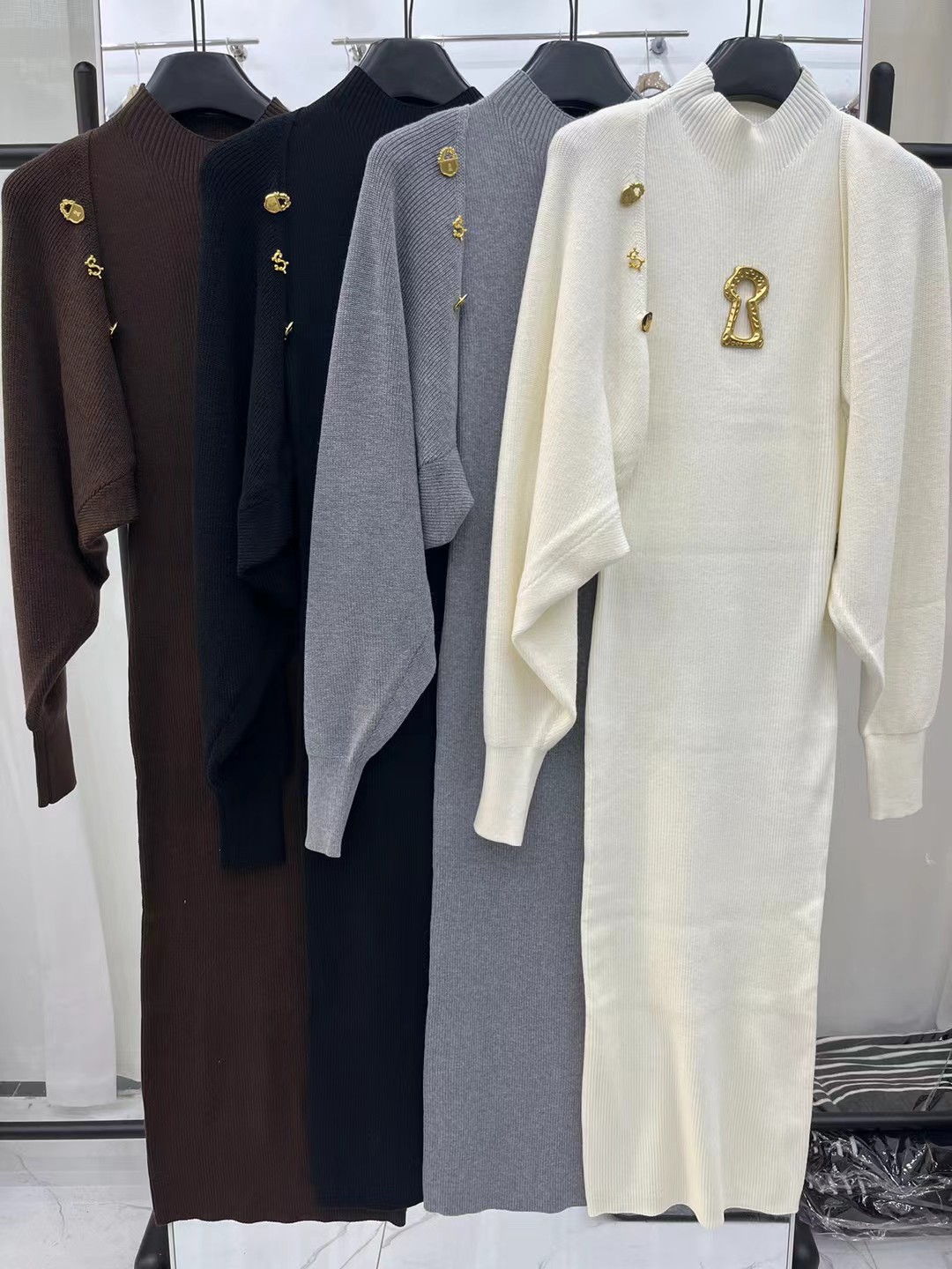 S Fashion Dress+Coat Shawl Two Piece Set