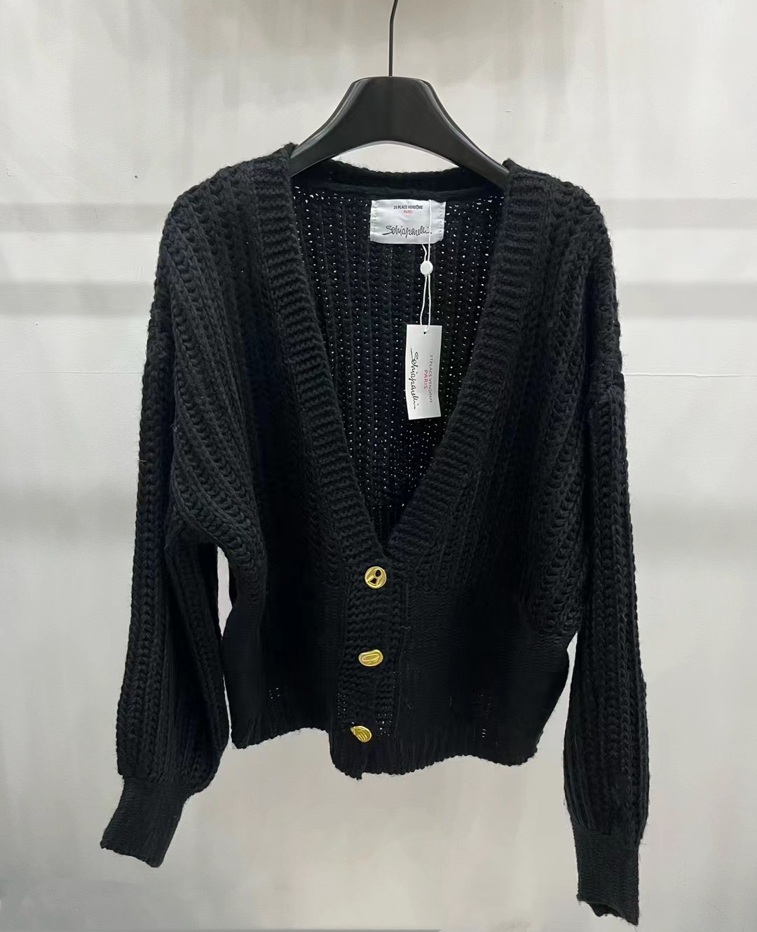 S fashion women's hollowed out V-neck long sleeved cardigan jacket