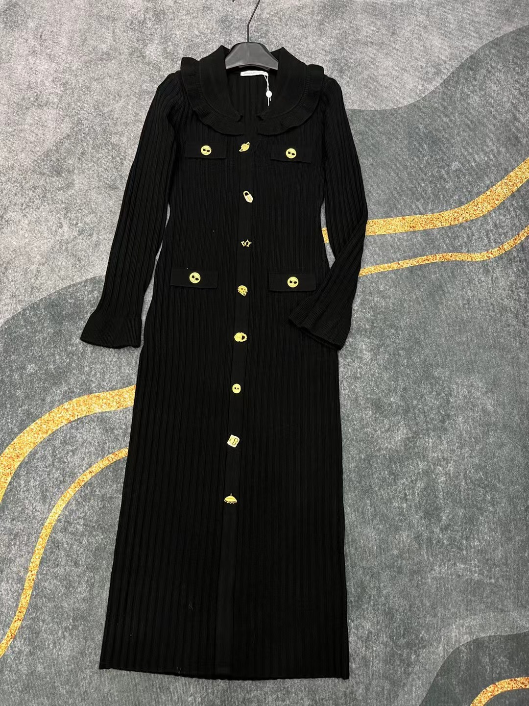 S Fashion Women's Collar Long Sleeve Dress