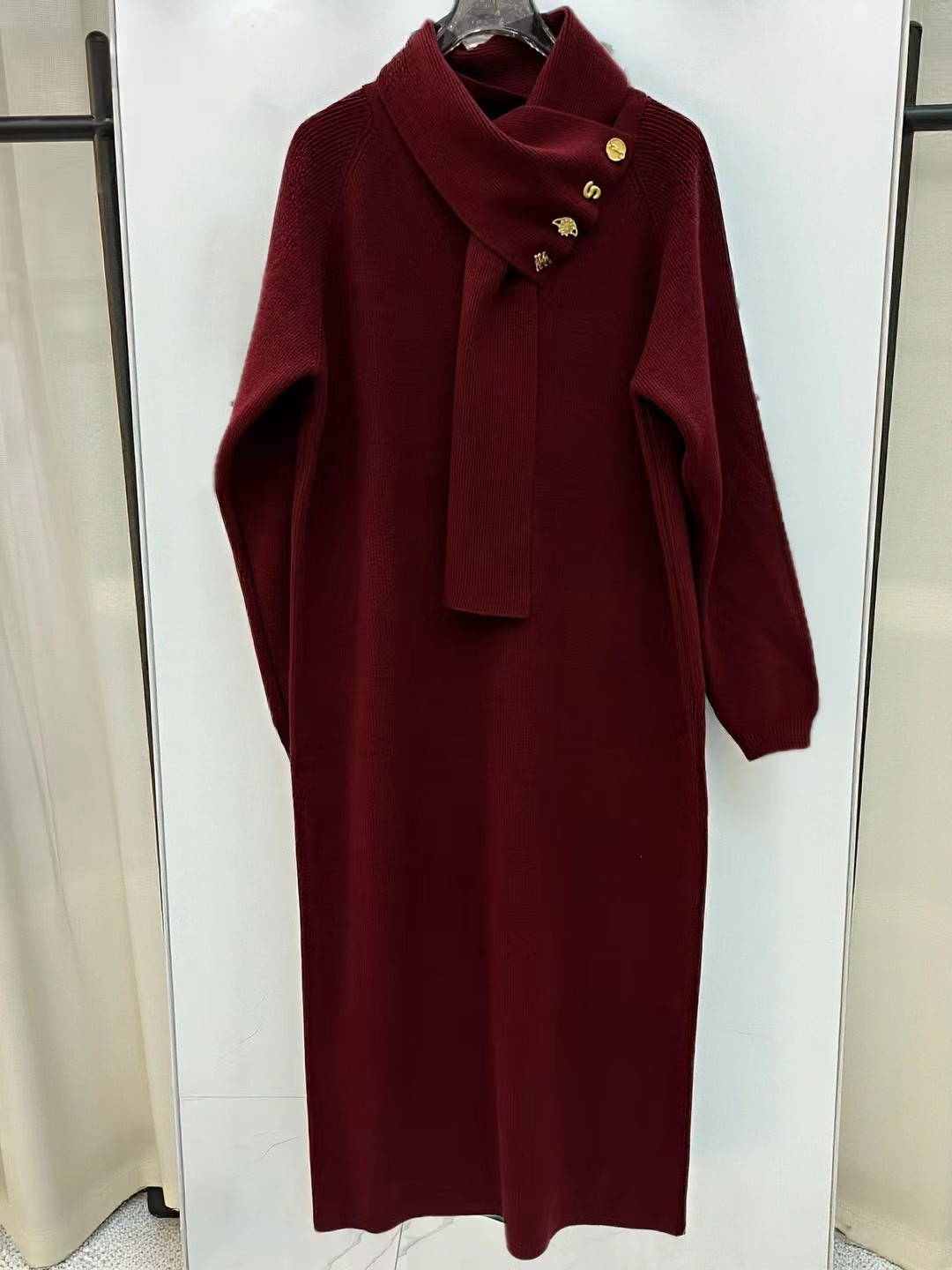 S Fashion Women's Long Sleeve Scarf Dress