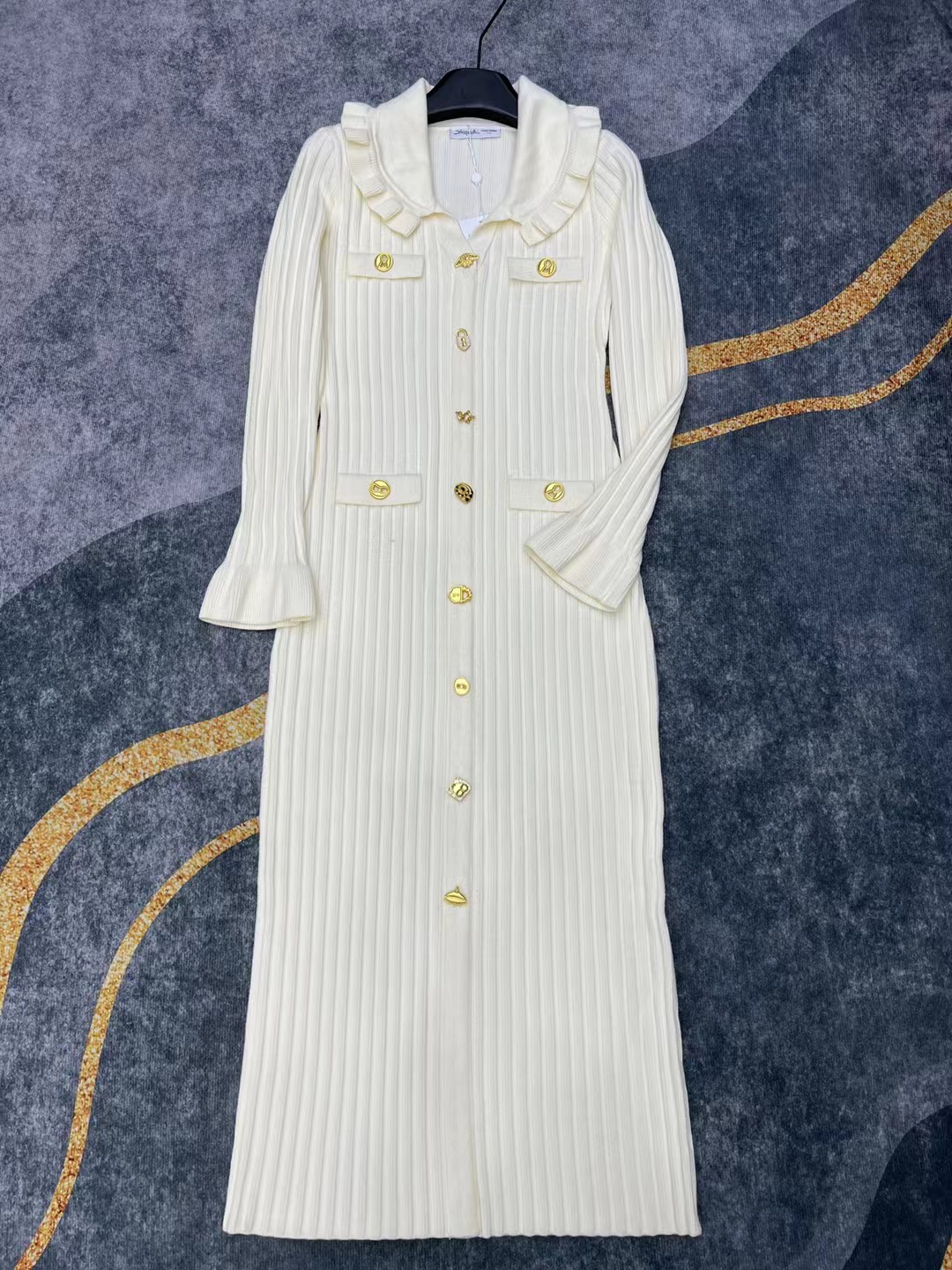 S Fashion Women's Collar Long Sleeve Dress