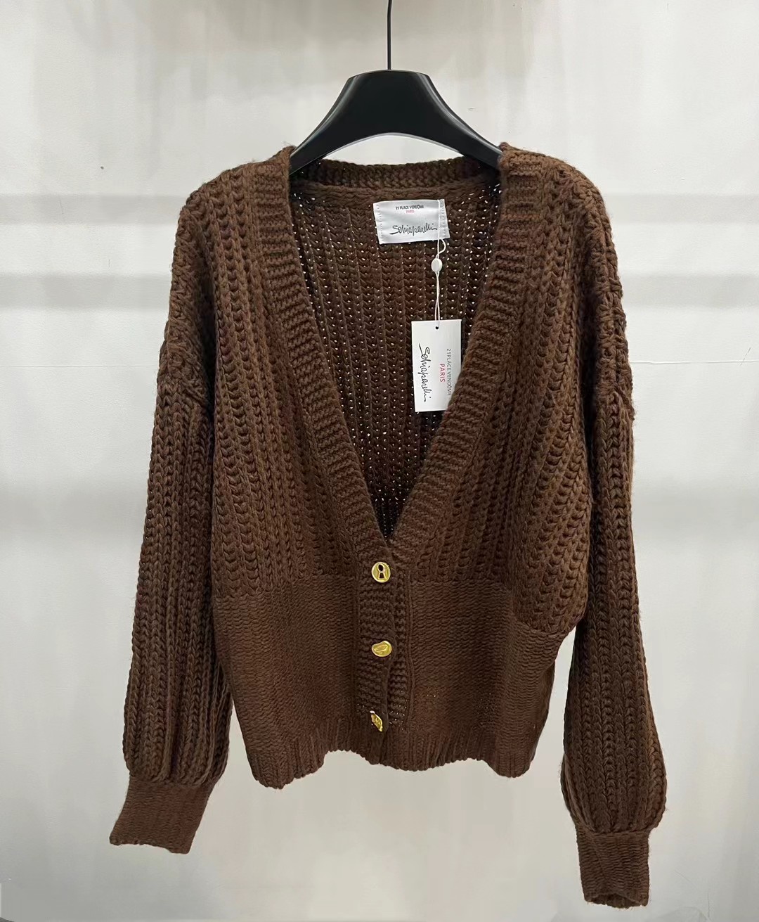 S fashion women's hollowed out V-neck long sleeved cardigan jacket