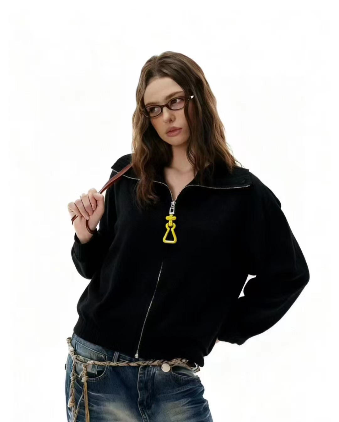 S Fashion Women's Zipper Collar Long Sleeve Jacket