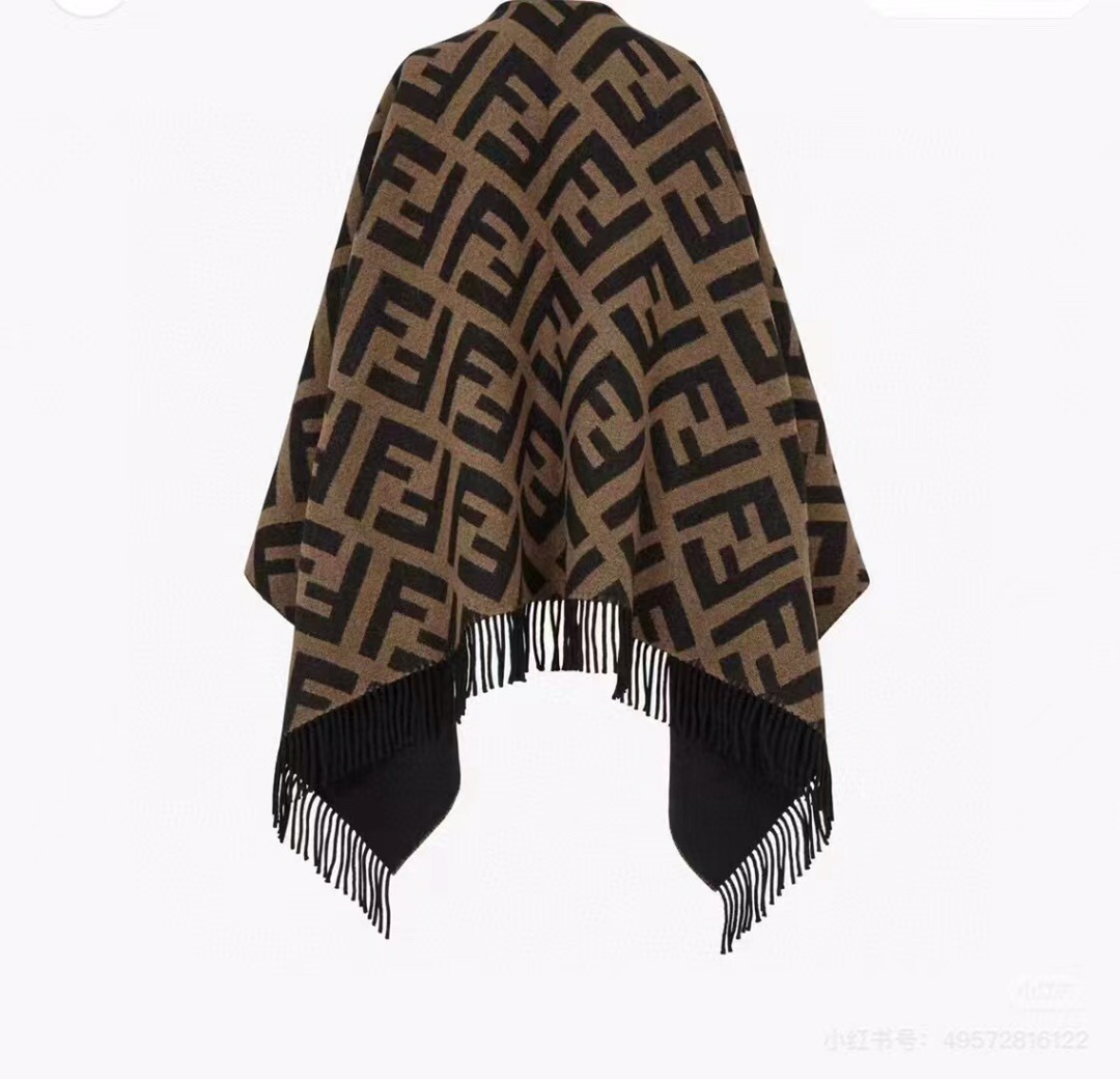 F Cashmere Knit Sweater Shrug Cape