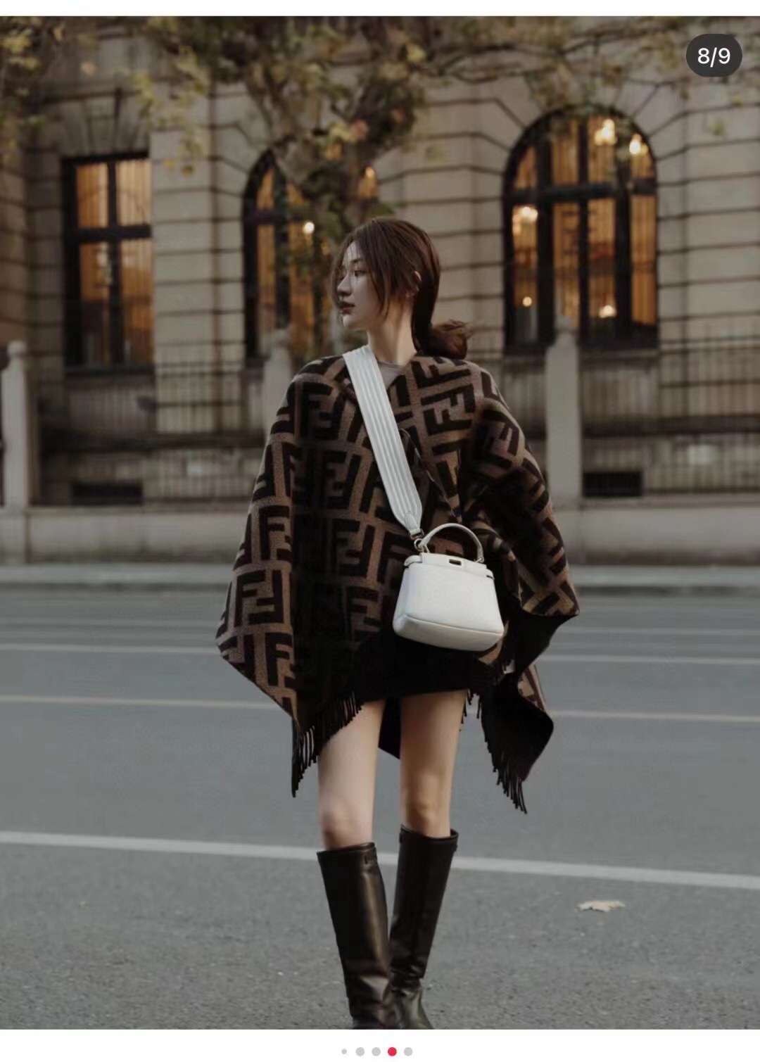 F Cashmere Knit Sweater Shrug Cape