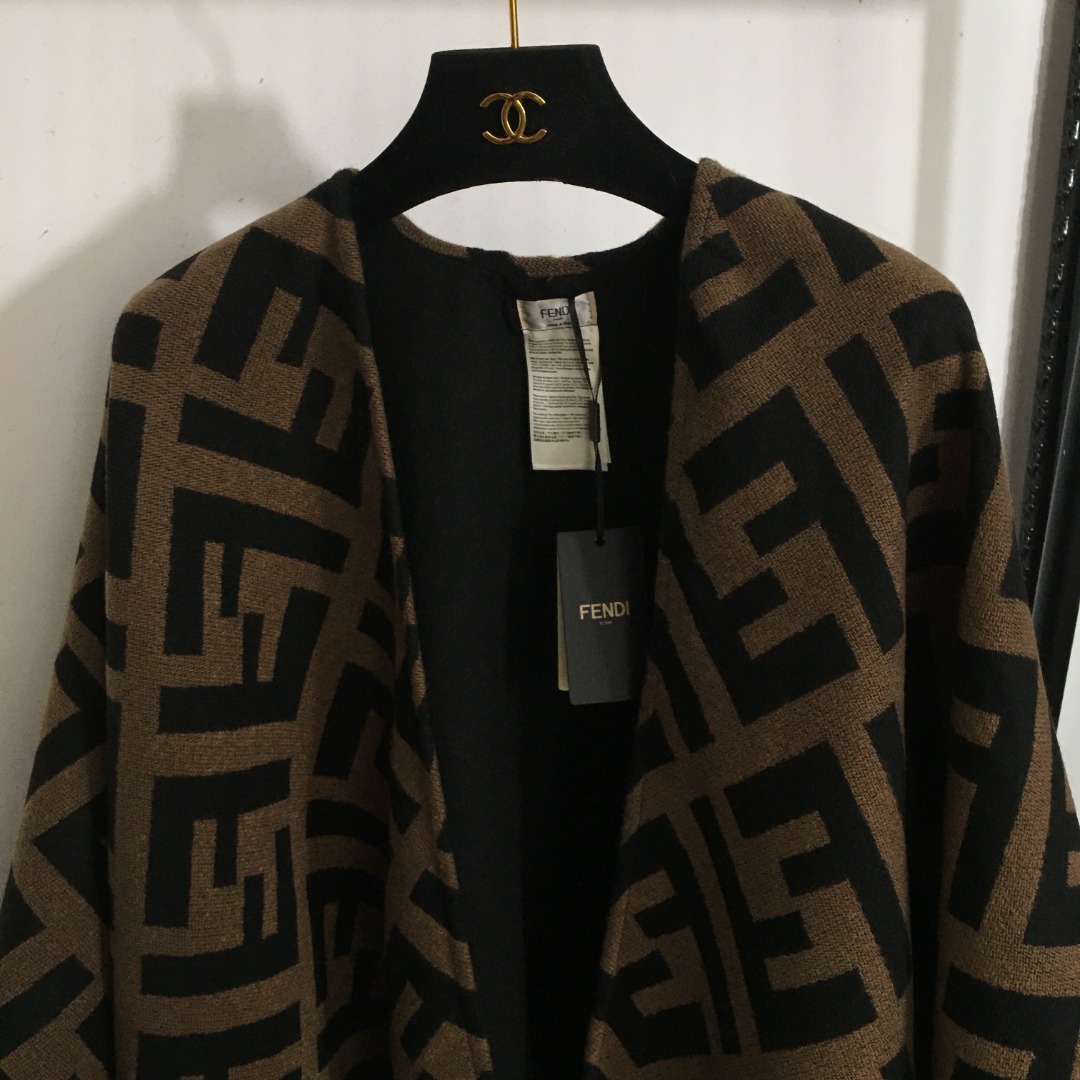 F Cashmere Knit Sweater Shrug Cape