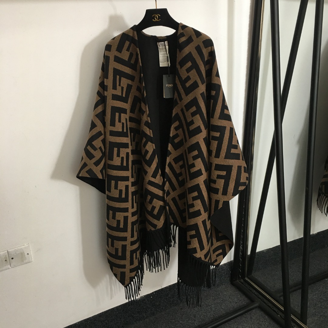 F Cashmere Knit Sweater Shrug Cape