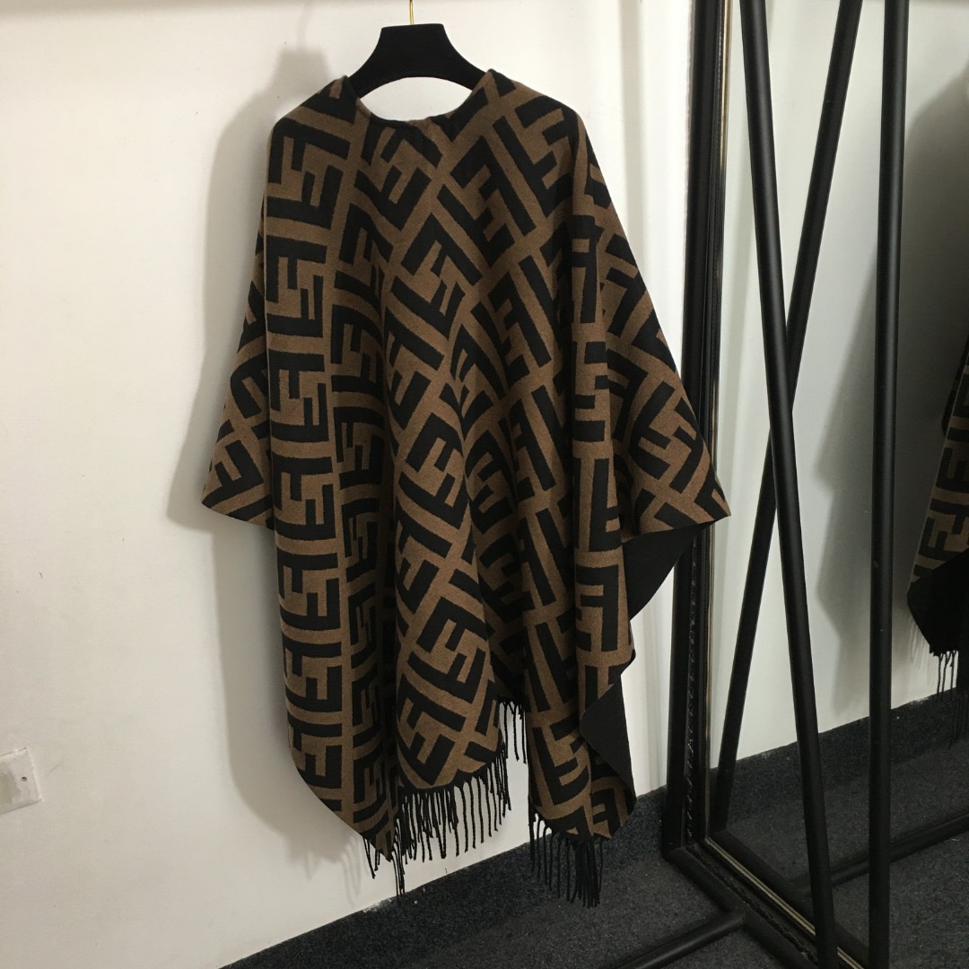 F Cashmere Knit Sweater Shrug Cape