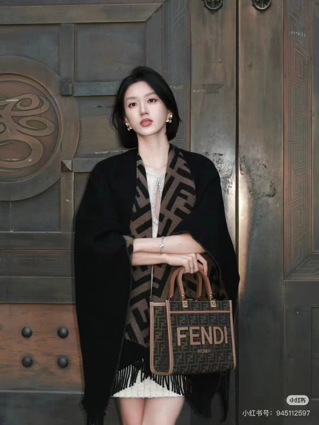 F Cashmere Knit Sweater Shrug Cape