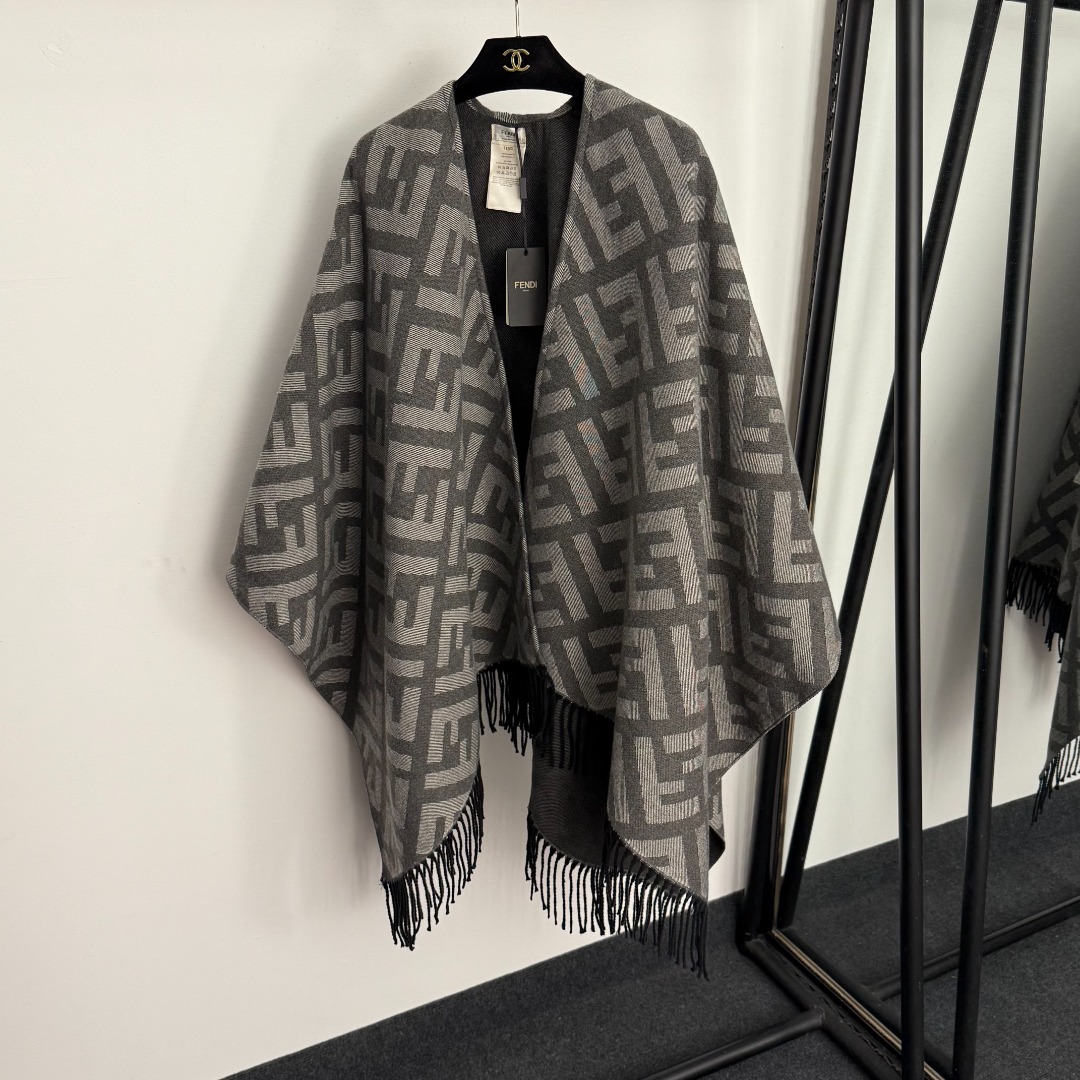F Cashmere Knit Sweater Shrug Cape