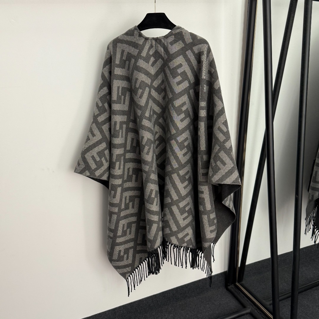 F Cashmere Knit Sweater Shrug Cape