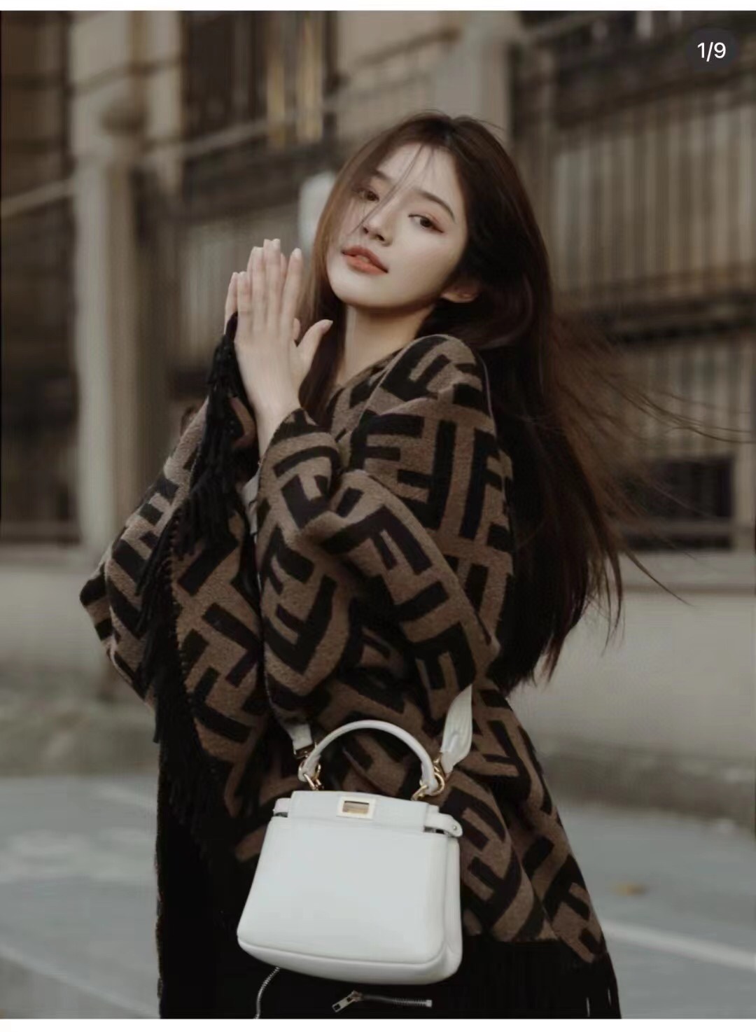 F Cashmere Knit Sweater Shrug Cape