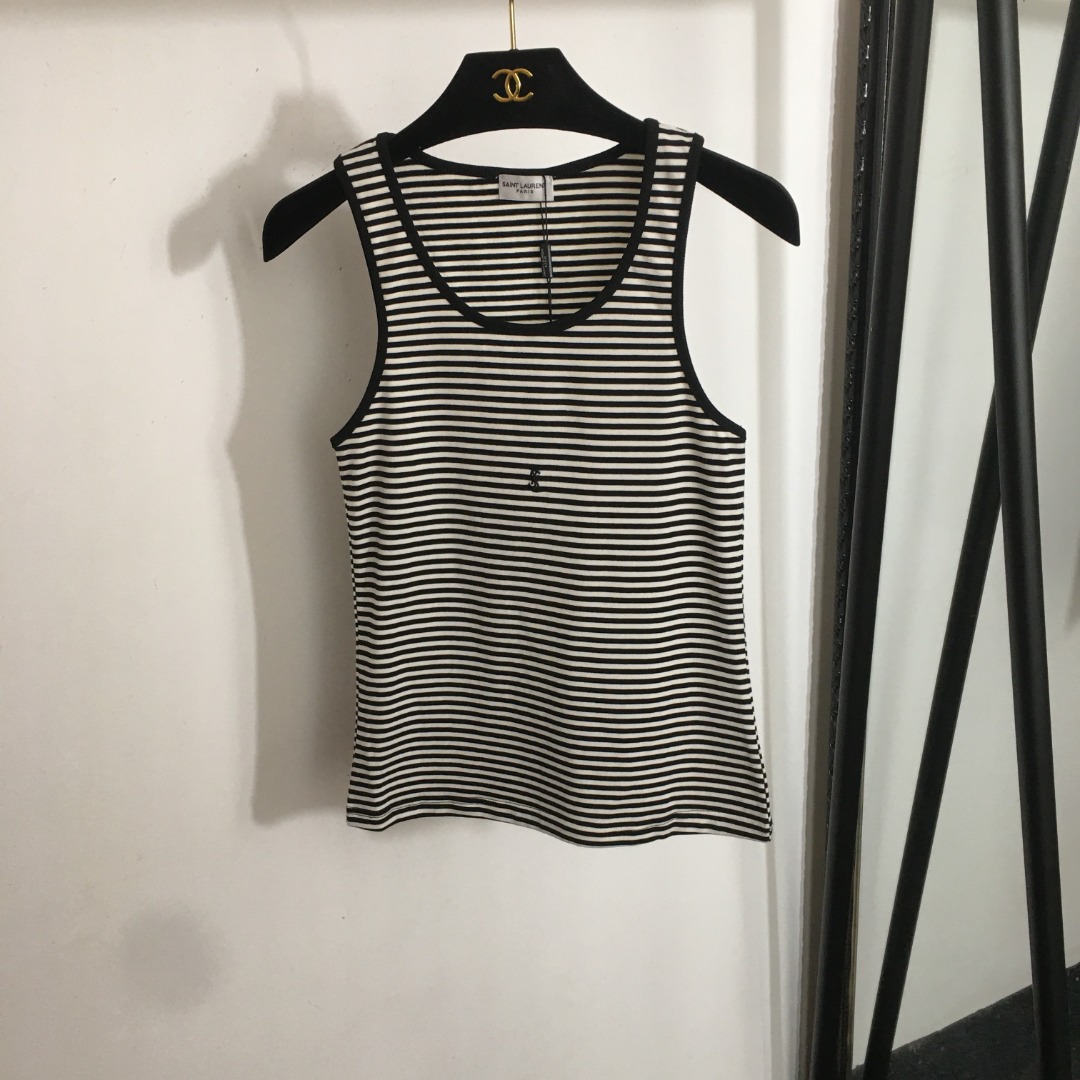 Y Cotton striped slim fit vest